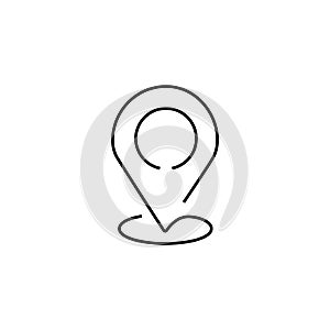 Map location, pin, pointer one line vector icon