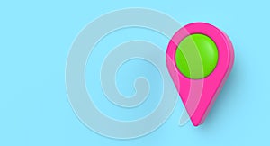 Map location pin sign icon on background. Travel and navigation concept. 3D illustration.