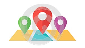 Map with Location Pins Flat Vector Icon for Navigation, vector design Generative AI