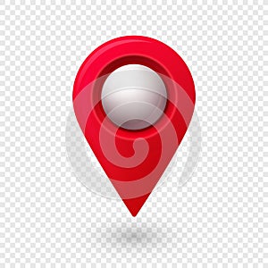 Map location pointer 3d pin with glowing glass bubble