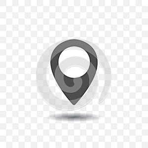 Map location pointer icon on transparent background. Map pin for target or destination. photo