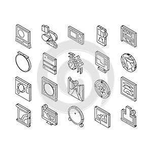 Map Location System Collection isometric icons set vector