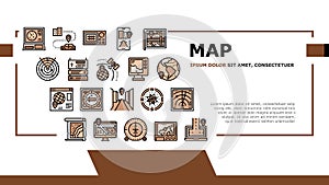 Map Location System Landing Header Vector