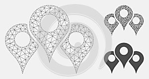 Map Locations Vector Mesh Network Model and Triangle Mosaic Icon