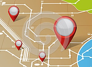 Map and locator pointers illustration
