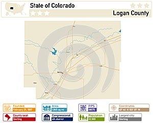 Map of Logan County in Colorado USA