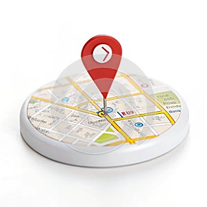 Map logo with pin isolated on white background