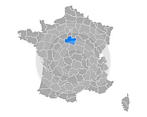 Map of Loiret in France