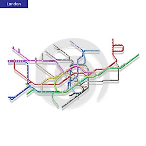 Map of the London metro subway. Template of city transportation