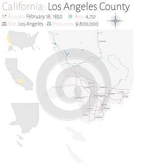 Map of Los Angeles County in California