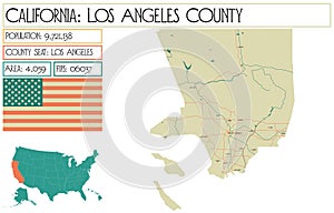 Map of Los Angeles County in California, USA