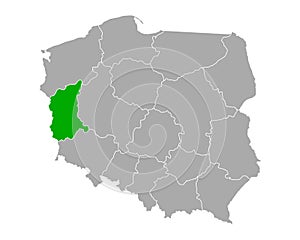 Map of Lubuskie in Poland