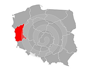 Map of Lubuskie in Poland