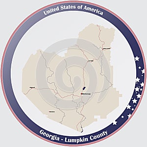 Map of Lumpkin County in Georgia