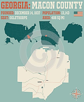 Map of Macon County in Georgia