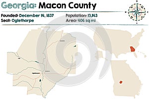 Map of Macon County in Georgia