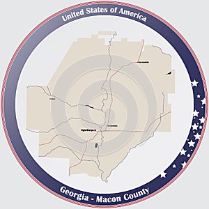 Map of Macon County in Georgia