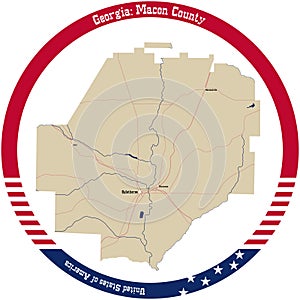 Map of Macon County in Georgia, USA