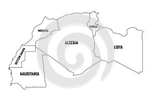Map of Maghreb countries
