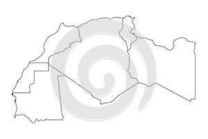 Map of Maghreb countries - Northwest Africa states. Vector illustration