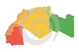 Map of Maghreb countries - Northwest Africa states. Vector illustration