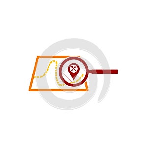Map, magnifier, search location on gps concept vector illustration