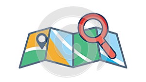 Map with Magnifying Glass Search Icon, vector design Generative AI