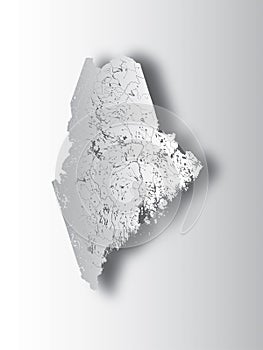 Map of Maine with lakes and rivers.