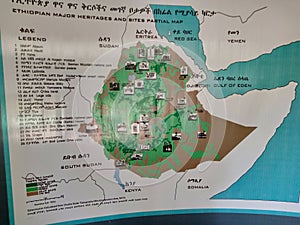 Map of Major Ethiopian Heritages and Sites
