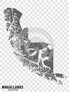 Blank map Magallanes Region of Chile. High quality map Magallanes with municipalities photo