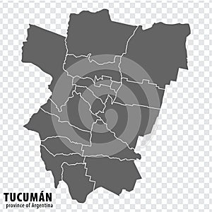 Blank map Tucuman Province of Argentina. High quality map Province of Tucuman with districts on transparent background photo