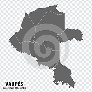 Blank map Vaupes Department of Colombia. High quality map Vaupes with municipalities on transparent background photo