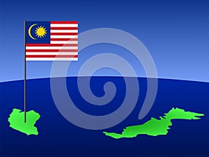 Map of Malaysia with flag