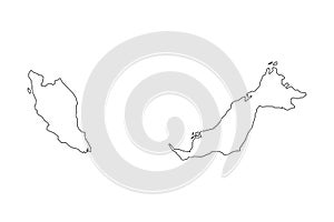 Map of Malaysia - outline. Silhouette of Malaysia map