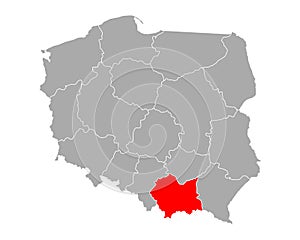 Map of Malopolskie in Poland photo