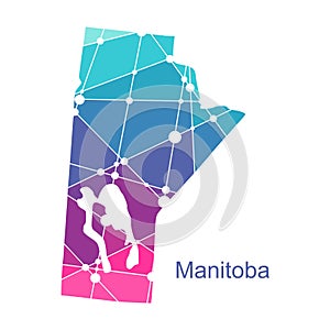 Map of Manitoba. Concept of travel and geography of Canada.