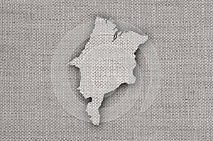 Map of Maranhao on old linen