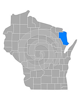 Map of Marinette in Wisconsin