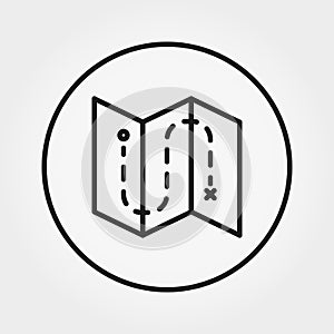 Map with mark of location, initial and final destination