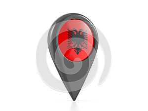 Map marker with Albania flag