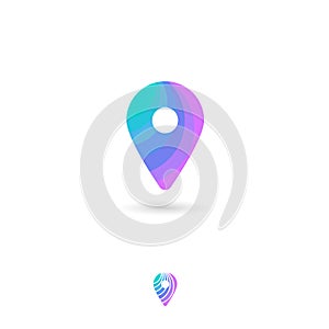 Map marker, UI icon. Web icon. Pin, location, navigation pictogram. Pin symbol with shadow.