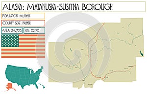 Map of Matanuska-Susitna Borough in Alaska, USA.