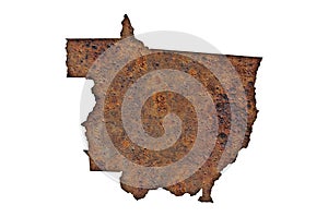 Map of Mato Grosso on rusty metal