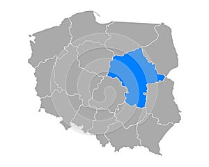 Map of Mazowieckie in Poland