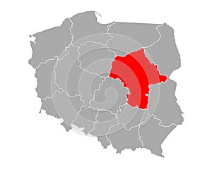 Map of Mazowieckie in Poland