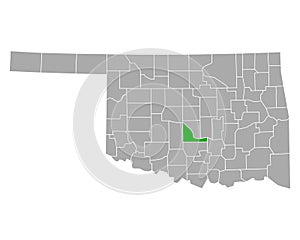 Map of McClain in Oklahoma