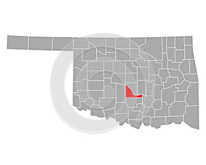Map of McClain in Oklahoma