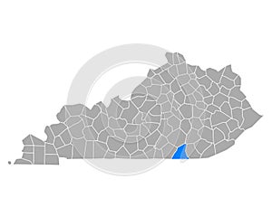 Map of McCreary in Kentucky