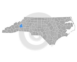 Map of McDowell in North Carolina
