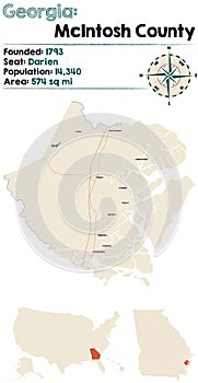 Map of McIntosh County in Georgia